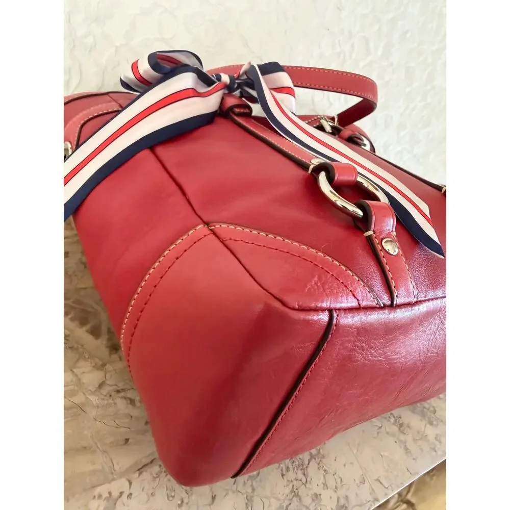 Coach Gallery F11524 red Leather tall Tote Shoulder Bag Purse